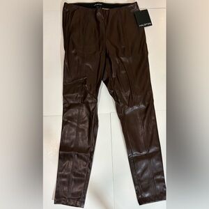 Halston Faux Leather Pants NWT - Chocolate Brown Women's Medium Glam Date Party